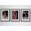 Set 3 Cuadros Michael Jordan Basket Nba 53x43cm Con Paspartu Marco Negro