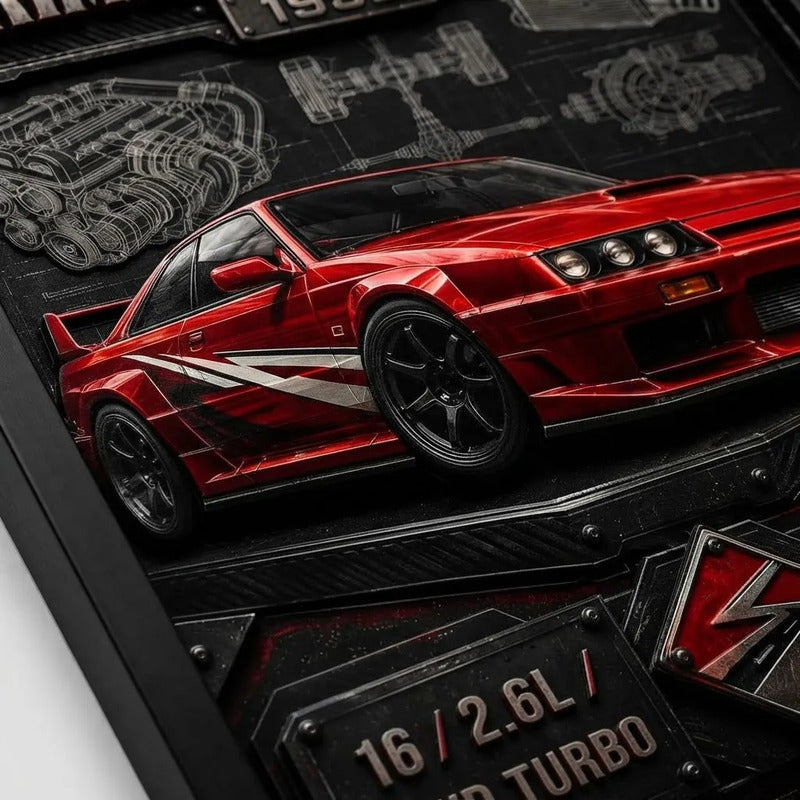 Cuadro Nissan Skyline Auto Deportivo Clásico Arte Efecto 3d Marco Negro