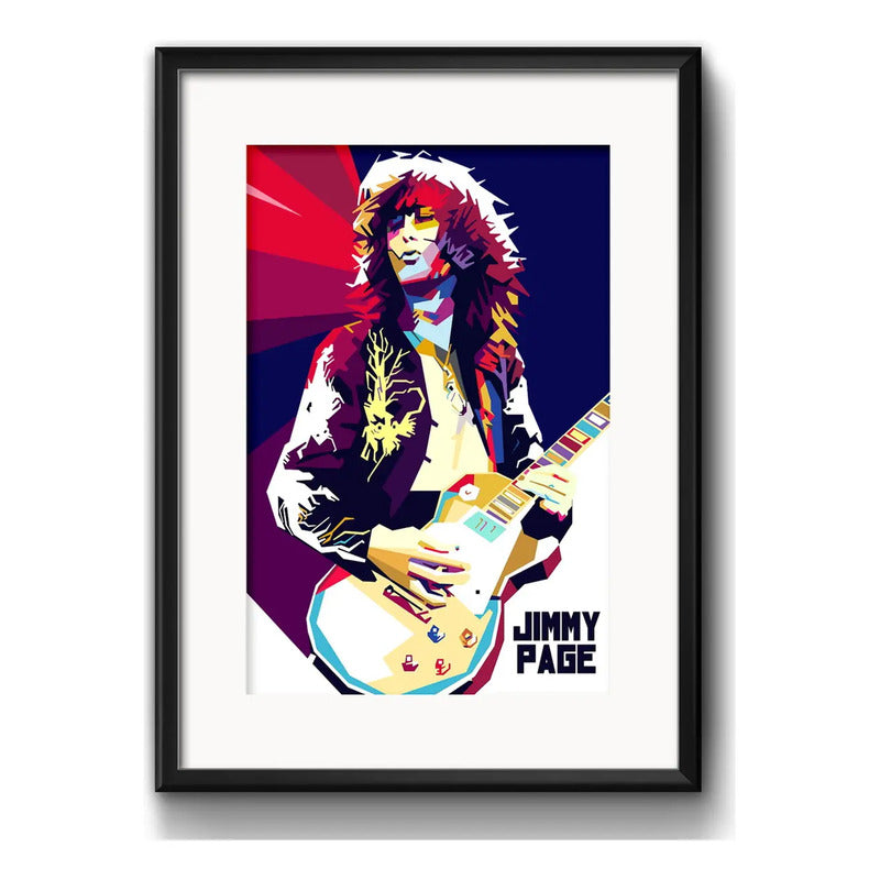 Cuadro Jimmy Page Pop Art Led Zeppelin Decoracion C Paspartú Marco Negro
