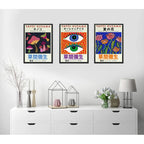 Set 3 Cuadros Yayoi Kusama Arte Japones Coleccion Obras Brs1 Marco Negro