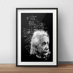 Cuadro Einstein En Blanco Y Negro Decoracion Con Paspartú Marco Negro