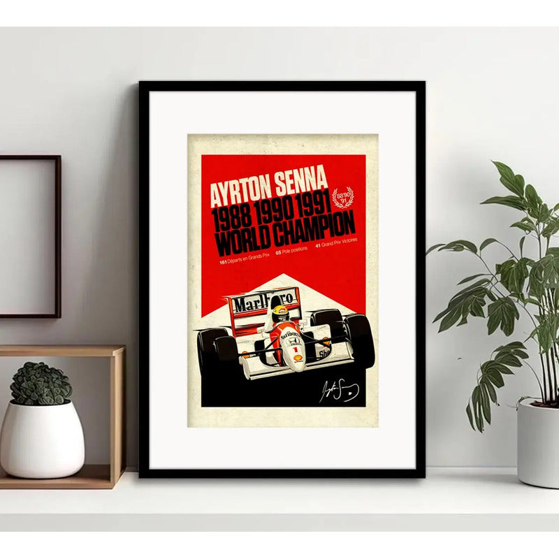 Cuadro Ayrton Senna Piloto Formula 1 Decoración Con Paspartu Ayrton Senna 1 Con Marco Negro