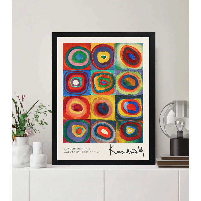 Cuadro Living Kandinsky Anillos Concéntrico Abstracto Arte Marco Negro