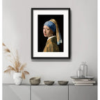 Cuadro La Joven De La Perla De Vermeer 53x43cm Con Paspartú Marco Negro