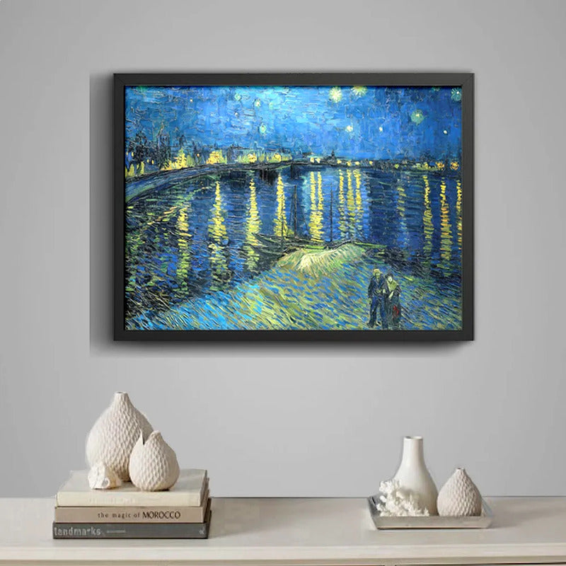 Cuadro Vincent Van Gogh Noche Estrellada Sobre El Ródano Marco Negro