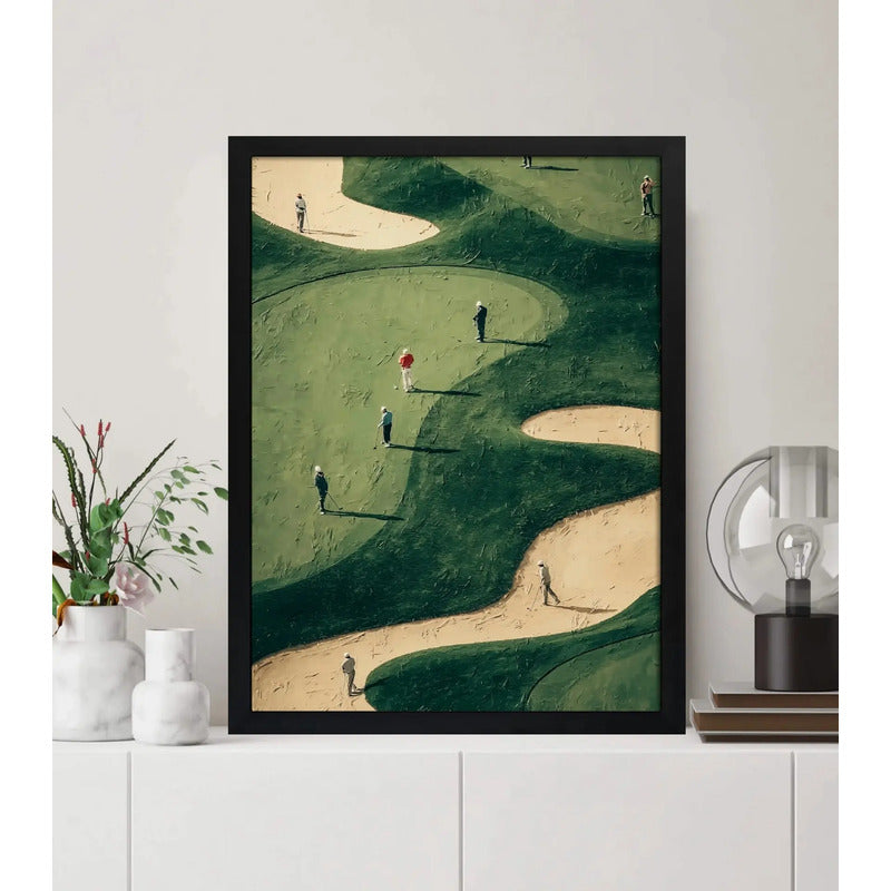 Cuadro Golfistas En El Green Golf Deportes Club Decoracion Marco Negro