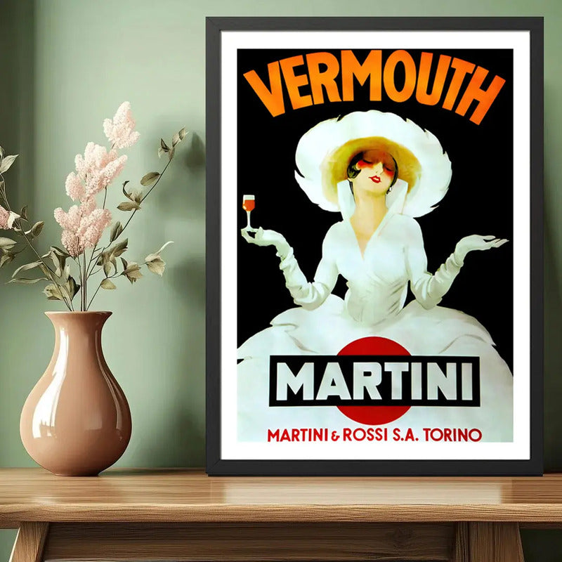 Cuadro Vermut Martini Vermouth Licor Retro Cocina Decoracion Marco Negro
