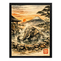 Cuadro Elefante Baño Termal Onsen Arte Japones Coleccion Marco Negro