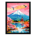 Cuadro Living Paisaje Onírico Flor Cerezo Sakura Arte Japón Marco Negro