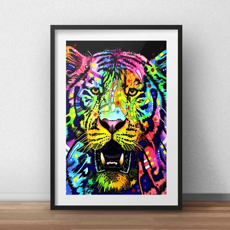 Cuadro Tigre Pop Art Animales Arte Decoracion Con Paspartú