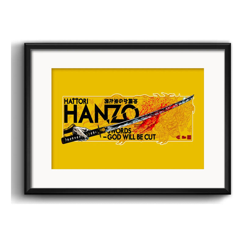 Cuadro Hattori Hanzo Katana Kill Bill Pelicula Con Paspartú Marco Negro