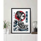 Cuadro Fashion Tattoo Tradicional Arte Japonés La Gran Ola Marco Negro
