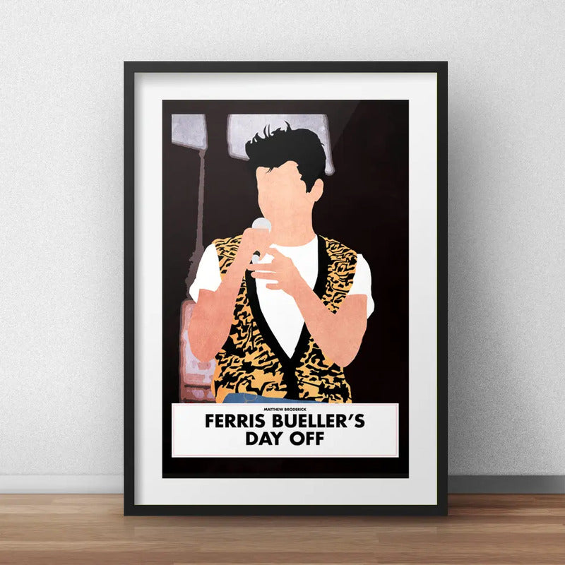 Cuadro Save Ferris Minimalista Pelicula Cine Con Paspartú Marco Negro