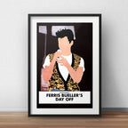Cuadro Save Ferris Minimalista Pelicula Cine Con Paspartú Marco Negro