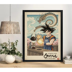 Cuadro Goku Cafe Barista Dragon Ball Cocina Arte Japon Anime Marco Negro