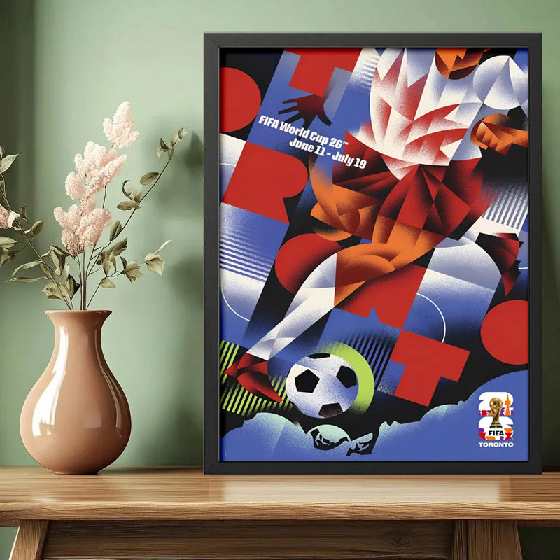 Cuadro Copa Del Mundo Futbol Fifa 2026 Póster Oficial Ciudad Toronto Canada Negro