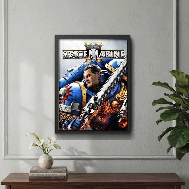 Cuadro Space Marine Espacial Videojuego B1 Decorar Game Room Marco Negro
