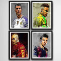 Set 4 Cuadros Messi Neymar Cristiano Ronaldo Iniesta Fútbol