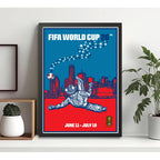 Cuadro Copa Del Mundo Futbol Fifa 2026 Póster Oficial Ciudad Dallas Estados Unidos Negro