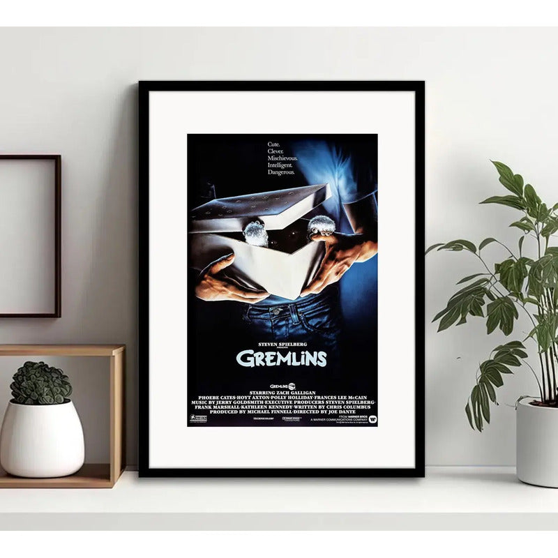 Cuadro Gremlins Gizmo Steven Spielberg Poster Con Paspartú Gremlins 1 Negro