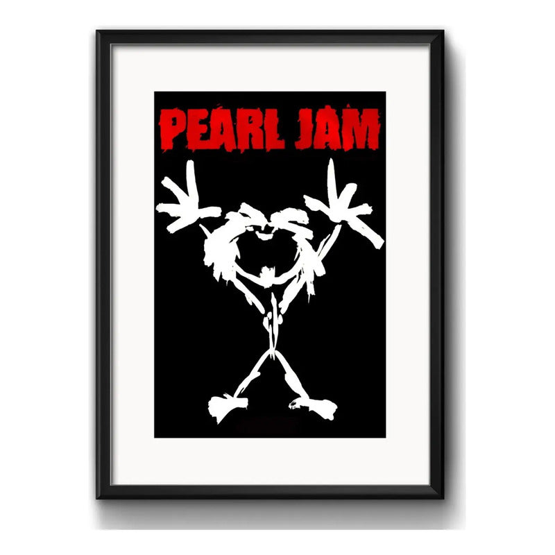 Cuadro Pearl Jam Banda Grunge Rock Eddie Vedder Con Paspartú Marco Negro