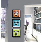 Set 3 Cuadros Vaca Hipster Pop Art Gafas Animales Decoracion