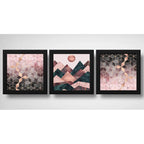 Set 3 Cuadros Abstracto Rose Gold Escandinavo Geometrico Art