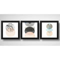 Set 3 Cuadros Boho Chic Hojas Botanico Decoracion - 33x33cm Boho Chic 3 Negro