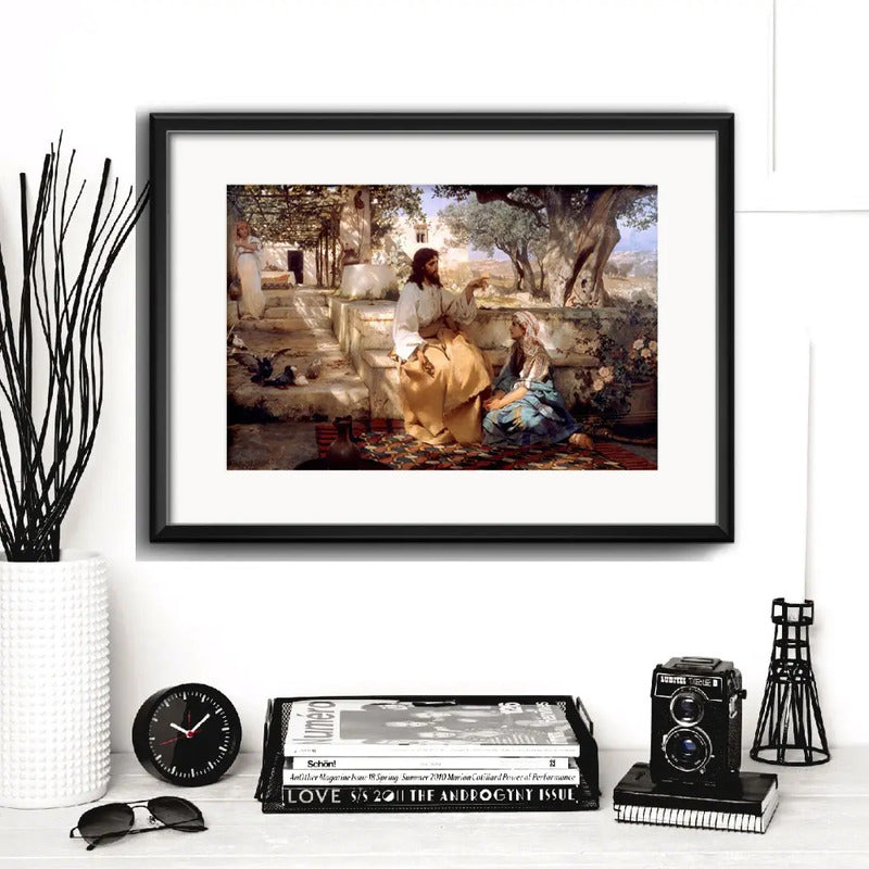 Cuadro Jesús Cristo Senor Dios Arte Decoracion Con Paspartú En La Casa De Marta Y María De Henryk Siemiradzki 1886 Con Marco Negro