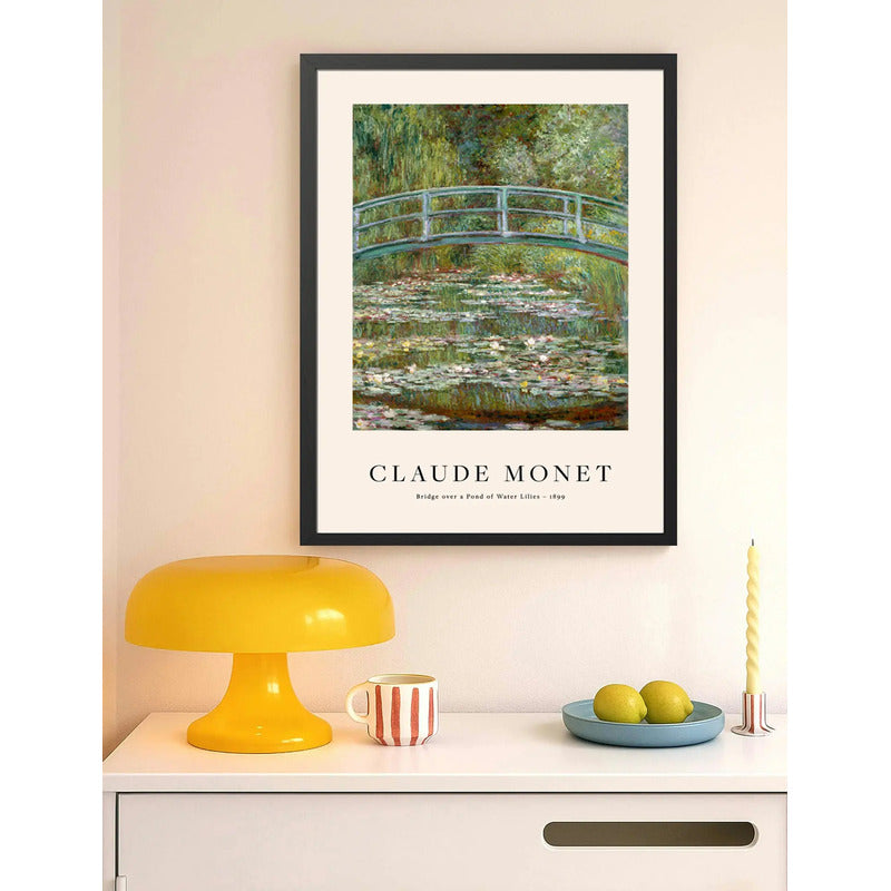 Cuadro Dormitorio Living Claude Monet Los Nenúfares Flores Marco Negro