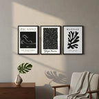 Set 3 Cuadros Picasso Matisse Kusama Black Minimalista Arte Marco Negro
