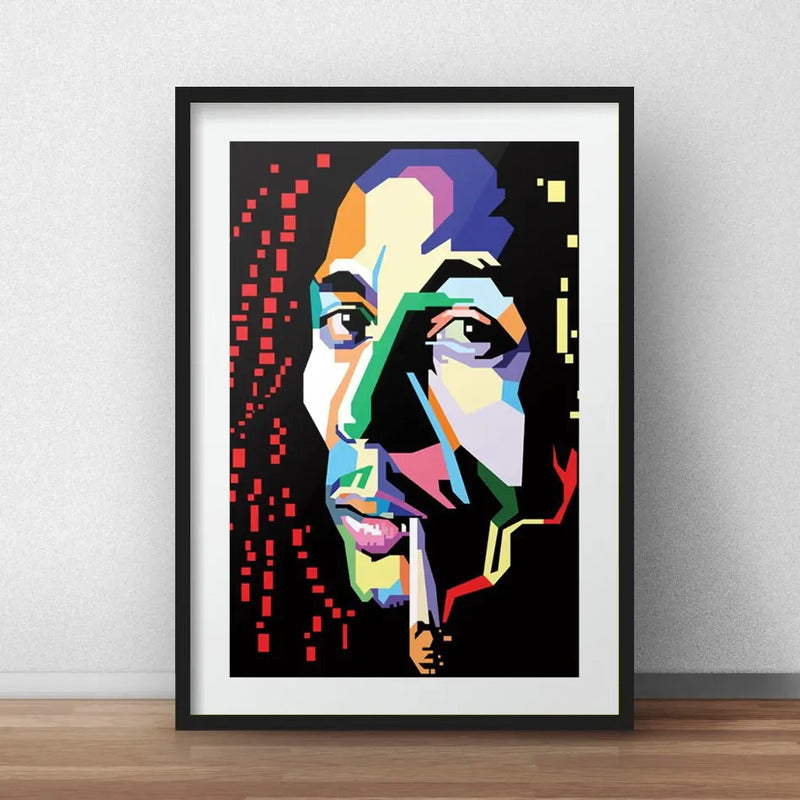 Cuadro Bob Marley Pop Art Reggae Musica Decoracion Paspartú Marco Negro