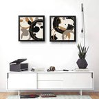 Set 2 Cuadros Living Cocina Café Arte Abstracto 33x33cm Marco Negro