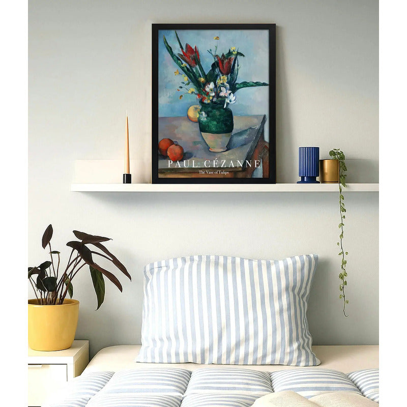 Cuadro Dormitorio Living Paul Cézanne El Jarrón De Tulipanes Marco Negro