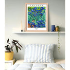 Cuadro Dormitorio Living Van Gogh Flores De Iris Marco Oak Marco Marrón Claro