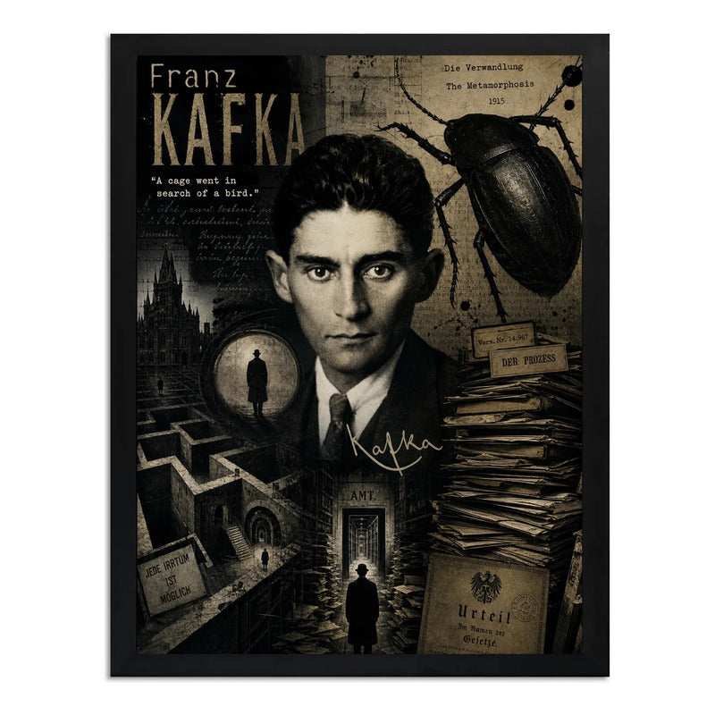 Cuadro Franz Kafka Arte Retro Obras Escritor Metamorfosis Marco Negro