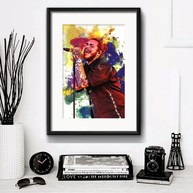 Cuadro Post Malone Colors Musica Decoracion Con Paspartú