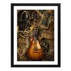 Cuadro Guitarra Jimmy Page Led Zeppelin Rock Musica Arte Marco Negro