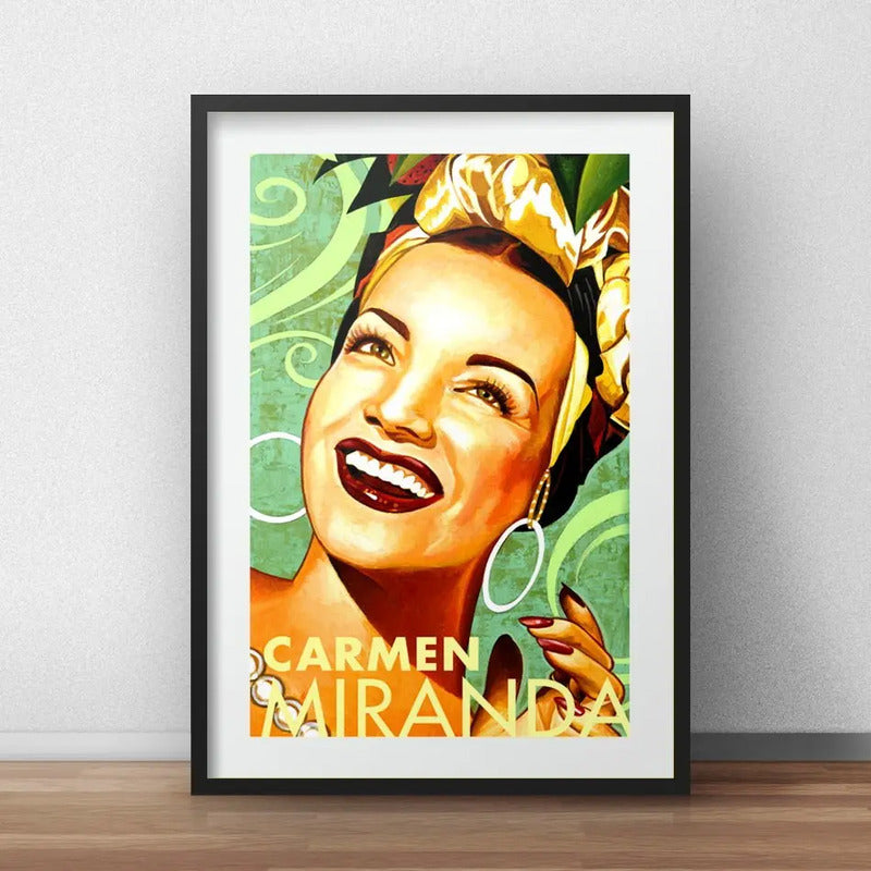 Cuadro Carmen Miranda Brasil Samba Decoracion Con Paspartú Marco Negro
