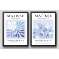 Set 2 Cuadros Dormitorio Living Matisse Tonos Azul Indigo Marco Negro