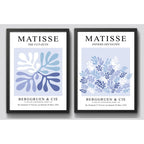 Set 2 Cuadros Dormitorio Living Matisse Tonos Azul Indigo Marco Negro