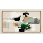 Cuadro Dormitorio Living Boho Abstract Trazos Verdes Grande Marco Marrón Claro