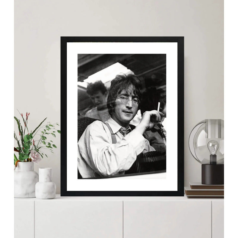 Cuadro John Lennon Blanco Y Negro Beatles Rock Foto Iconica Marco Negro