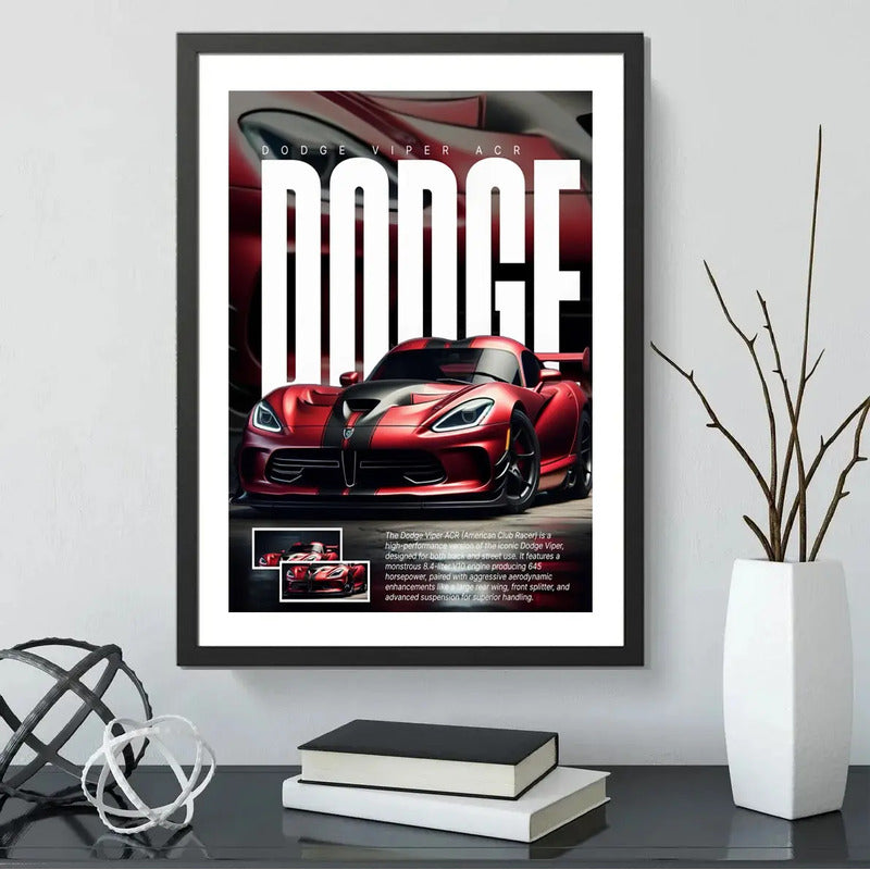 Cuadro Dodge Viper Acr Auto Modelo Carrera Decoracion Marco Negro