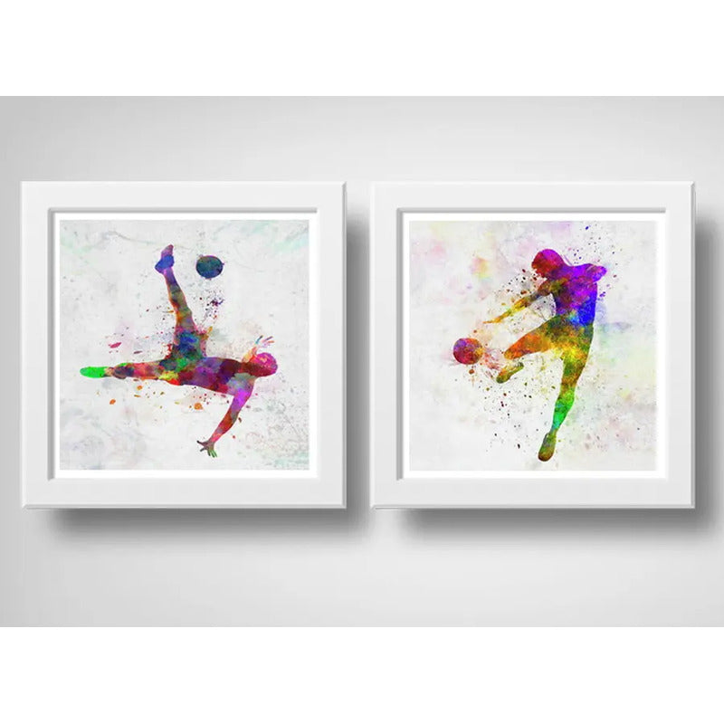 Set 2 Cuadros Futbol Pop Art Jugadores Deporte Decoracion
