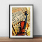 Cuadro Violin Musica Classica Orquesta Maestro Con Paspartú Marco Negro