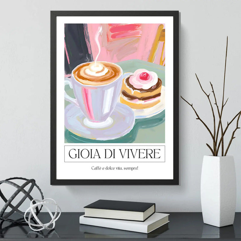 Cuadro Gioia Di Vivere Café Frase Bake Cocina Decoracion Marco Negro