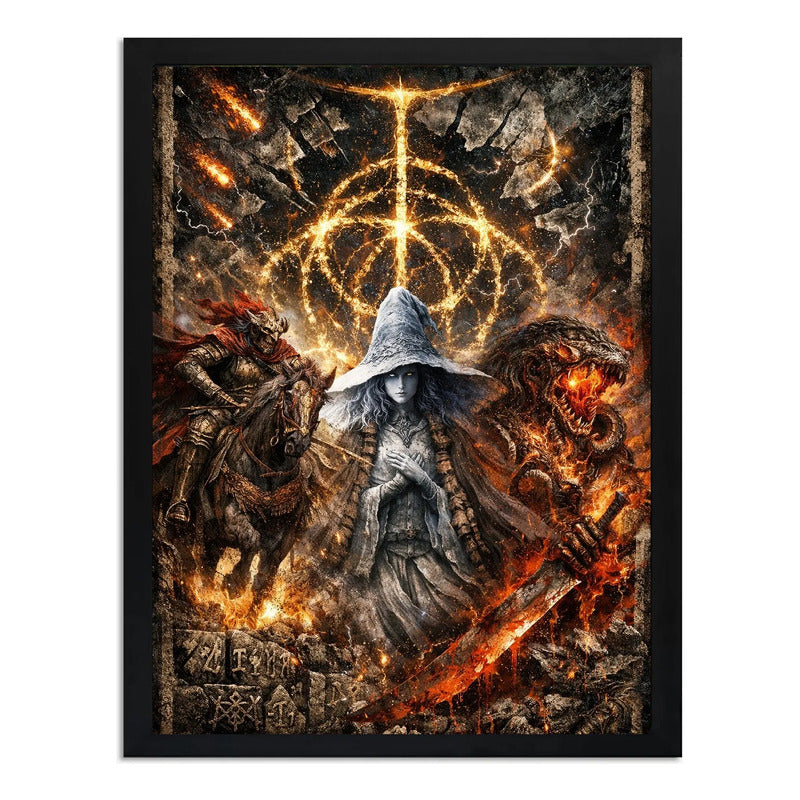 Cuadro Elden Ring Videojuego Rol Rpg Playstation Game Room Marco Negro