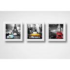 Set 3 Cuadros Nueva York Paris Londres Retrô Arte Decoracion