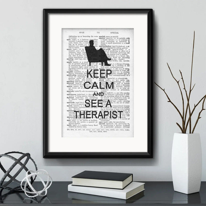 Cuadro Psicología Psiquiatría Keep Calm Decor Con Paspartú Marco Negro